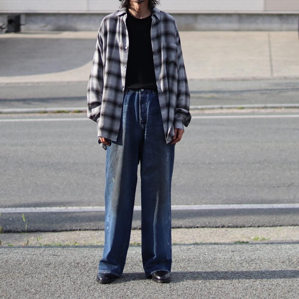 トップス ssstein CHECK OVERSIZED DOWN PAT SHIRT Check Oversized Down Pat Shirt in Taupe Grey