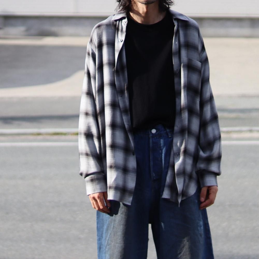 ssstein  RAYON/LYOCELL CHECK OVERSIZED DOWN PAT SHIRT