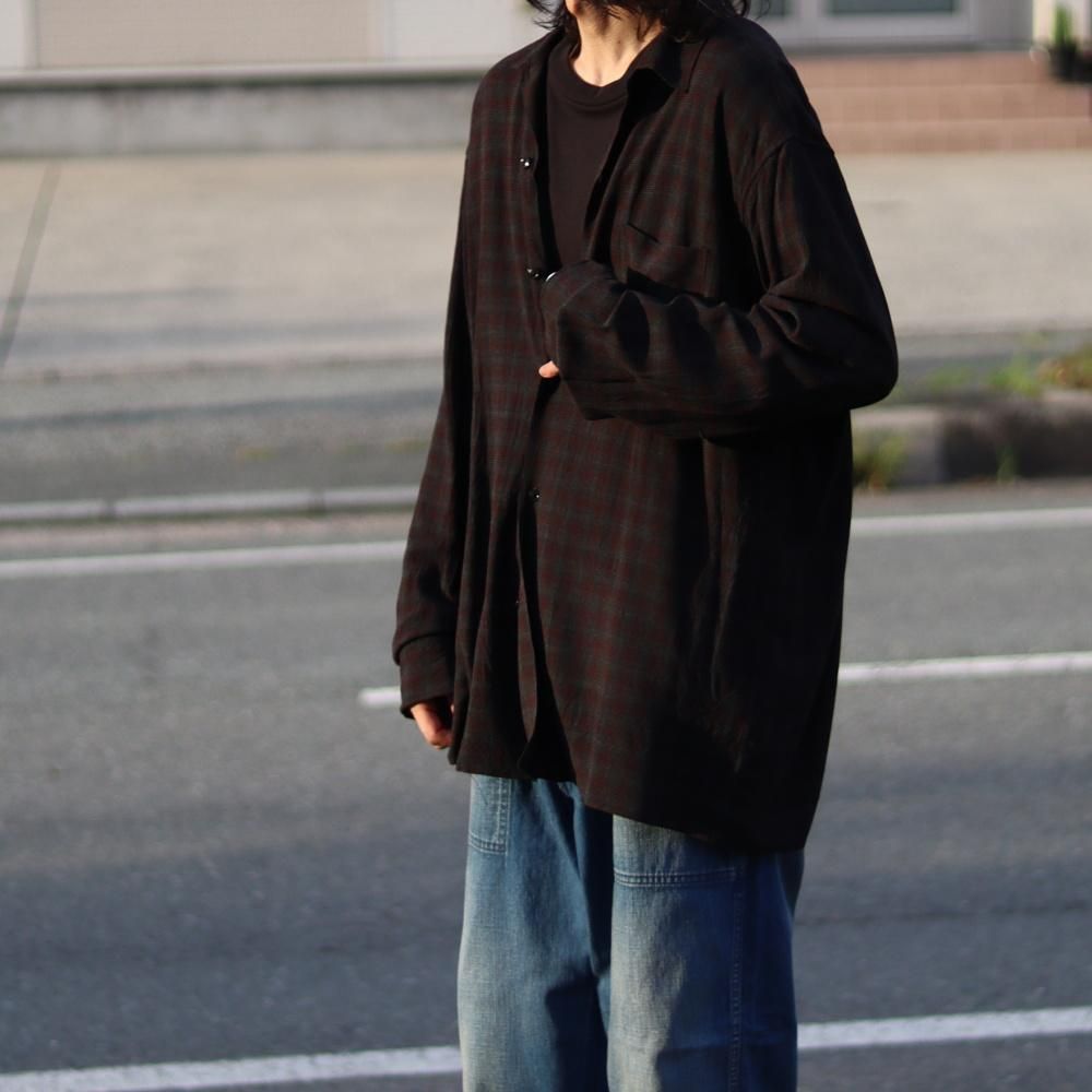 OP COLLLAR SHIRTS RAYON強撚 BRCHECK レーヨン 3 MAATEE&SONS OP COLLLAR SHIRTS RAYON強撚 BRCHECK - DIMPLE