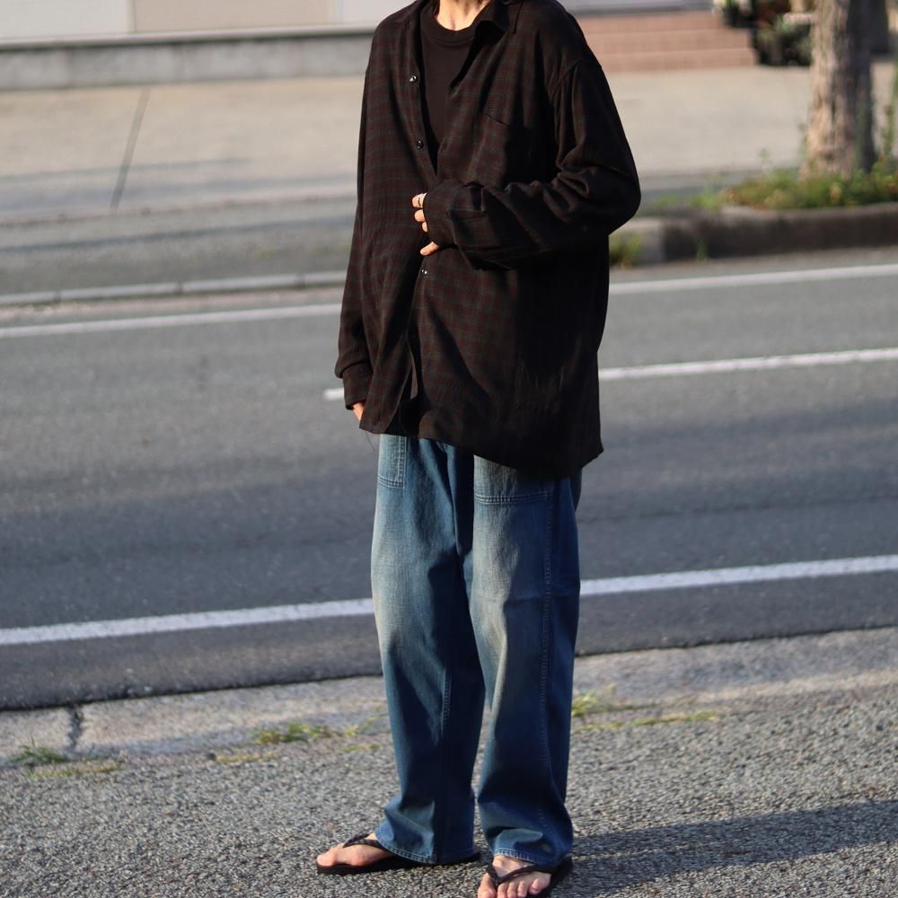 OP COLLLAR SHIRTS RAYON強撚 BRCHECK レーヨン 3 MAATEE&SONS OP COLLLAR SHIRTS RAYON強撚 BRCHECK - DIMPLE