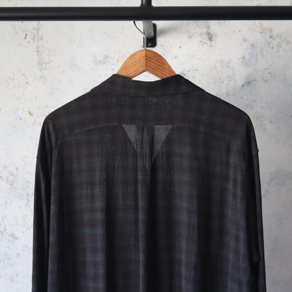 OP COLLLAR SHIRTS RAYON強撚 BRCHECK レーヨン 3 MAATEE&SONS] マーティー & サンズ OP COLLLAR SHIRTS RAYON強撚