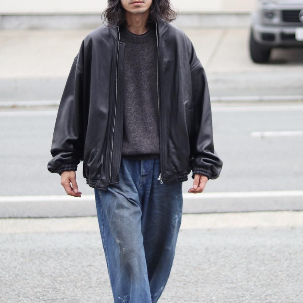 ssstein  SHEEP LEATHER STAND COLLAR JACKET