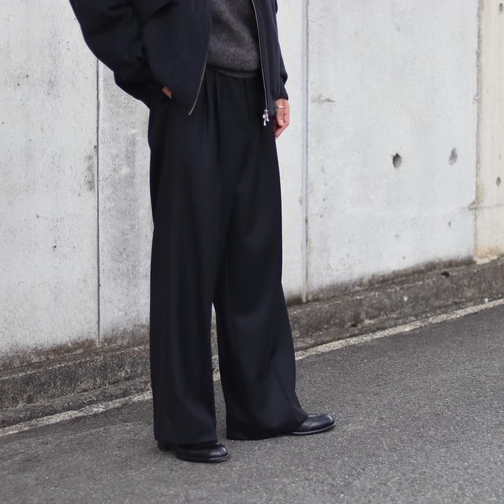 ssstein WOOL FLANNEL LONG WIDE TROUSERS - DIMPLE