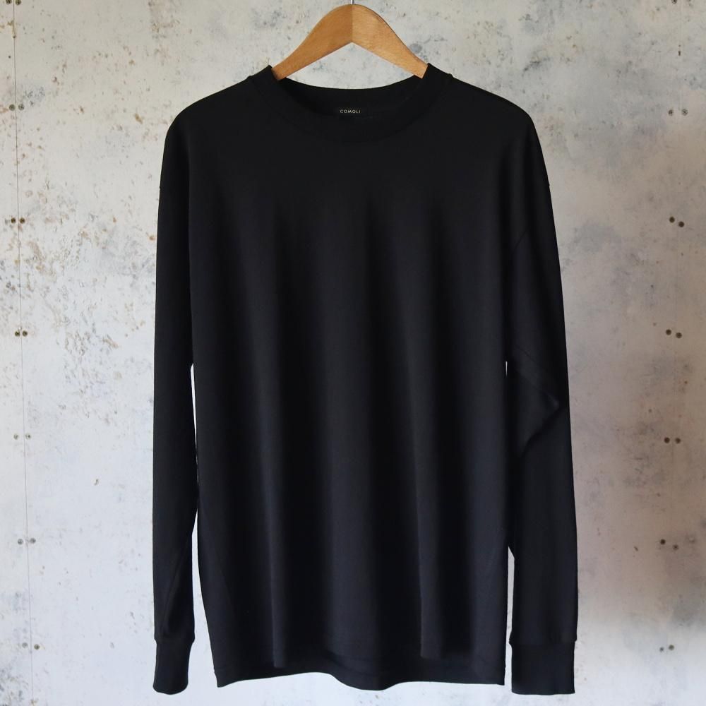 【値下中】【美品】COMOLI 25SS コットンジャージ長袖Tシャツ 3 黒 COMOLI (コモリ) コットンジャージ 長袖Tシャツ