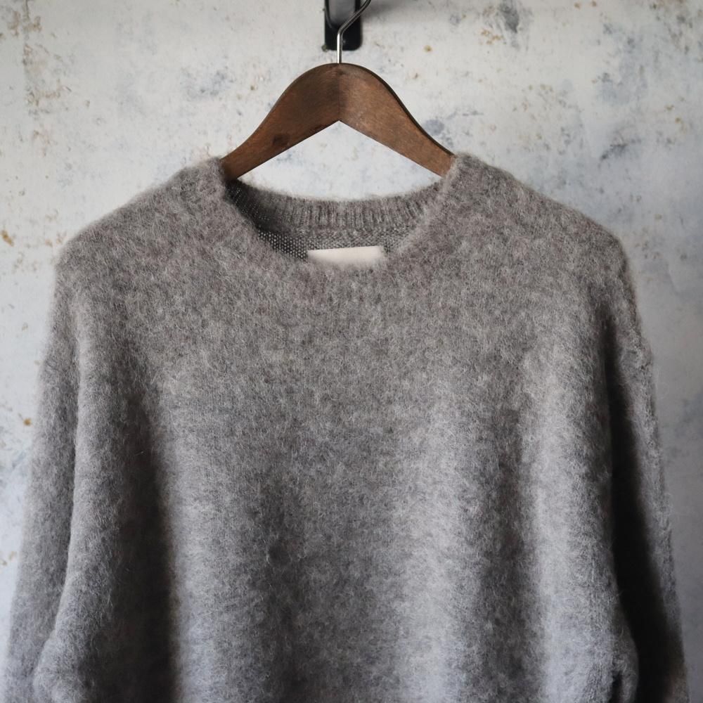 YOKE 3Color Mix Baby Alpaca Crewneck Sweater(Light gray) - DIMPLE