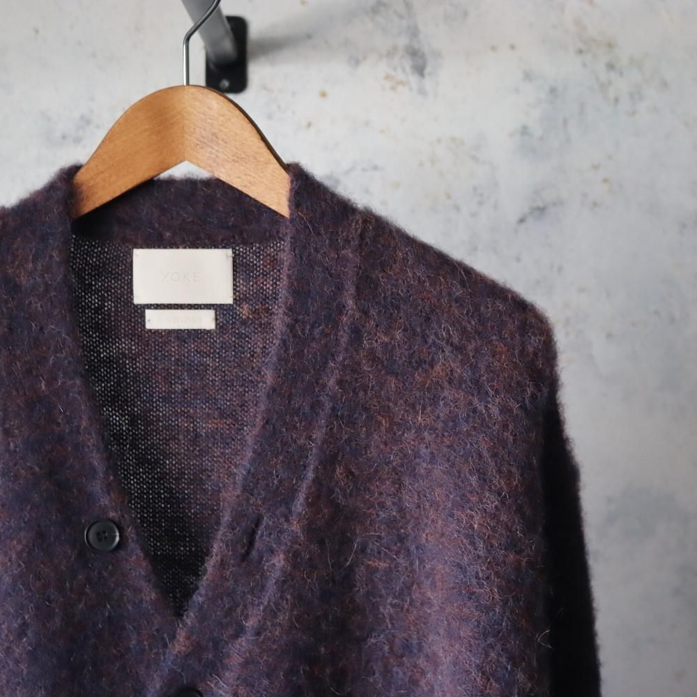 YOKE 3Color Mix Baby Alpaca Cardigan(Brown navy) - DIMPLE