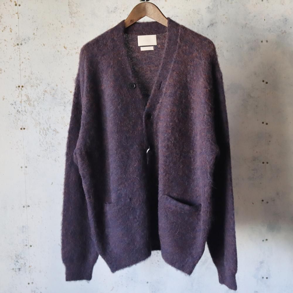 YOKE  3Color Mix Baby Alpaca Cardigan(Brown navy)