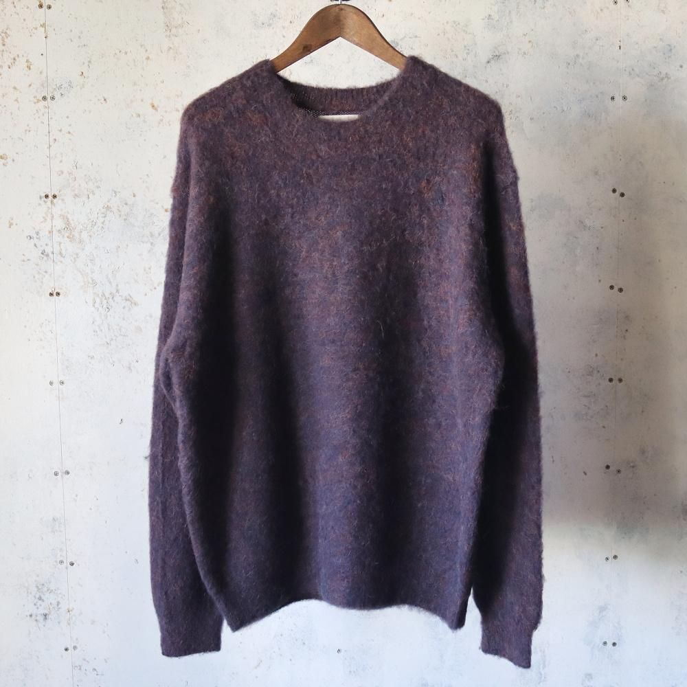YOKE  3Color Mix Baby Alpaca Crewneck Sweater(Brown navy)
