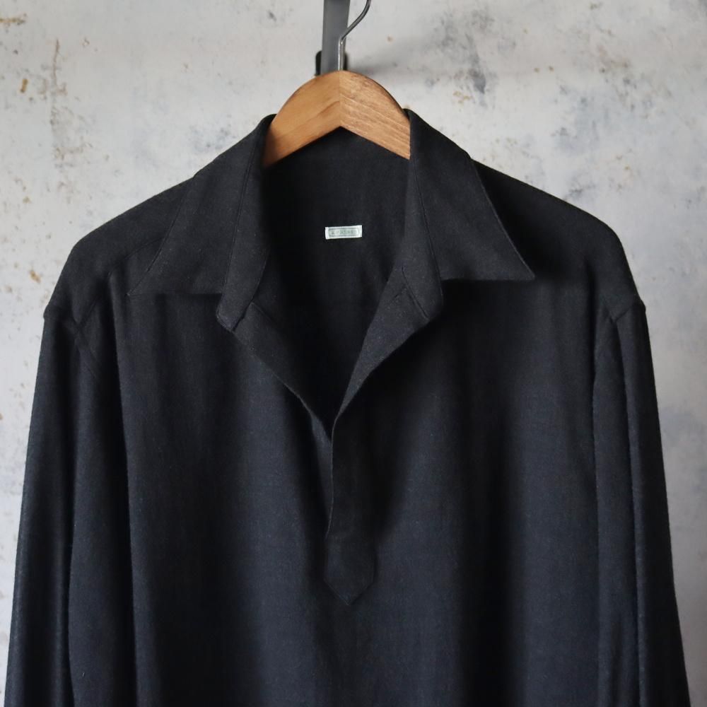 A.PRESSE Wool Skipper Shirt(Charcoal) - DIMPLE