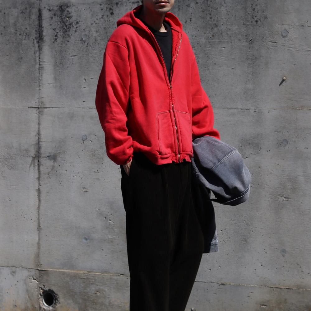 A.PRESSE  Vintage Zip Sweat Hoodie(Red)
