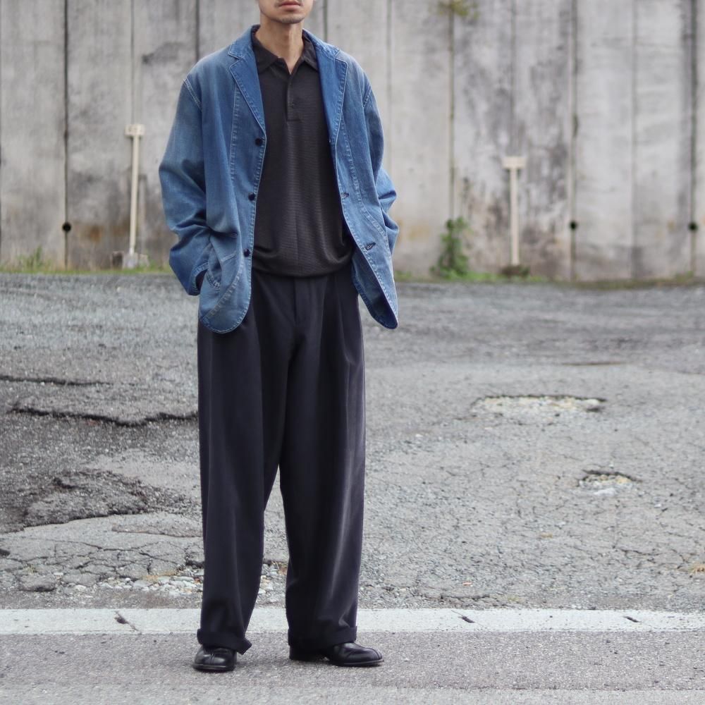 MAATEE&SONS L/S POLO TEE(Black×Charcoal) - DIMPLE