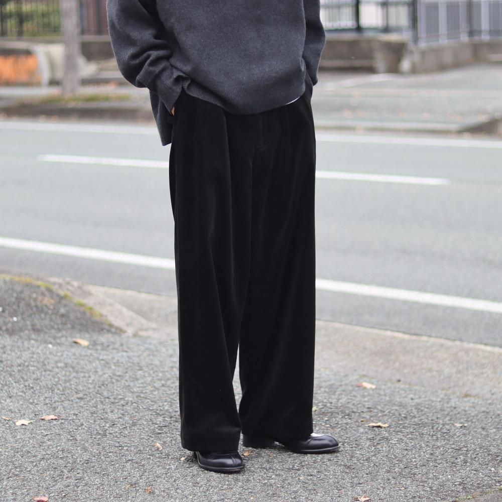 Graphpaper  Suvin Corduroy Wide Straight Trousers(Black)