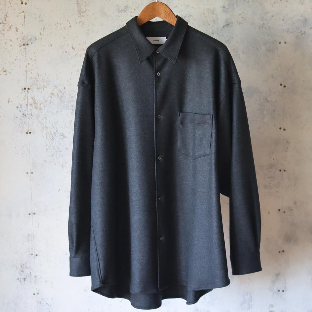 Graphpaper  Wool Smooth Flannel Oversized Regular Collar Shirt(Gray)