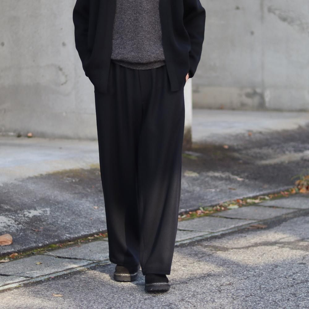 Graphpaper Wool Smooth Flannel Easy Wide Pants(Black) - DIMPLE