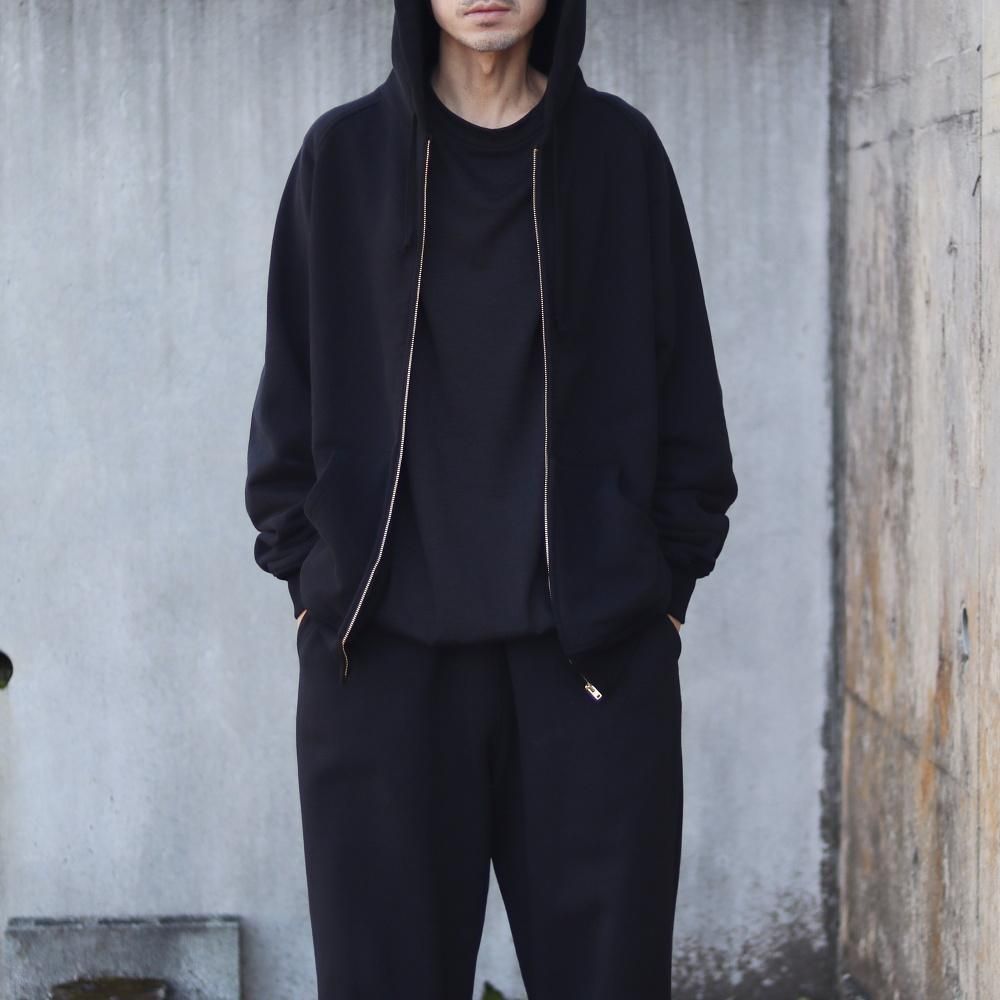 COMOLI コットン裏毛 ジップパーカ(Black) - DIMPLE