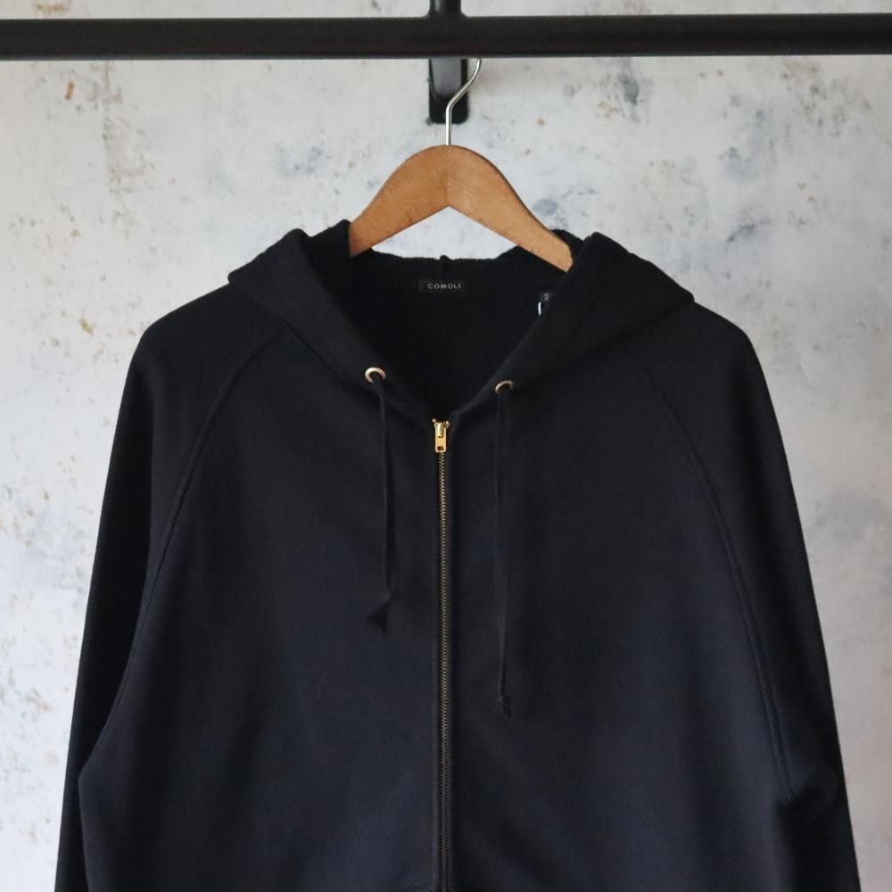 COMOLI コットン裏毛 ジップパーカ(Black) - DIMPLE