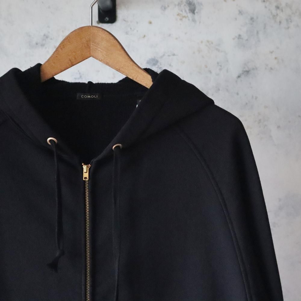 COMOLI コットン裏毛 ジップパーカ(Black) - DIMPLE