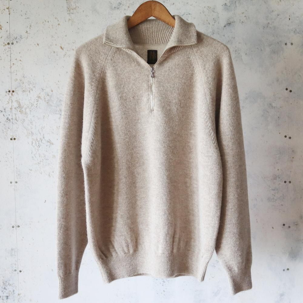 BATONER  BABY ALPACA KURUMI TENJIKU HALF ZIP(Beige)