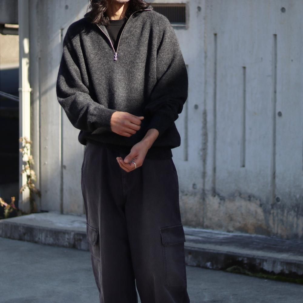 BATONER BABY ALPACA KURUMI TENJIKU HALF ZIP(Charcoal) - DIMPLE