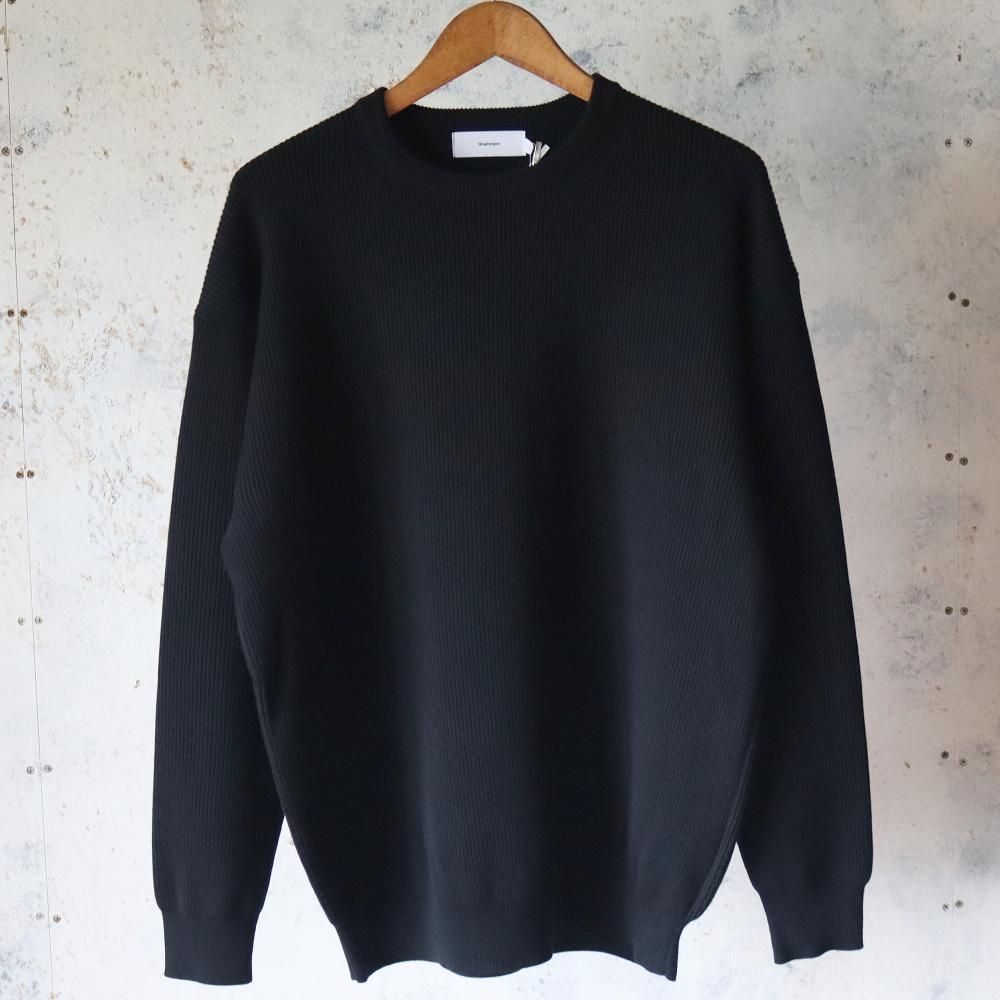 Graphpaper  High Density Crew Neck Knit(Black)