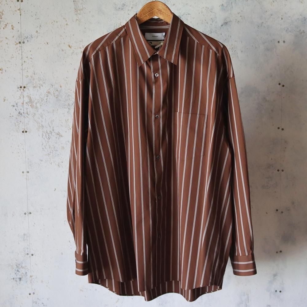 Graphpaper  SIDOGRAS Stripe L/S Oversized Regular Collar Shirt(Brown multi stripe)