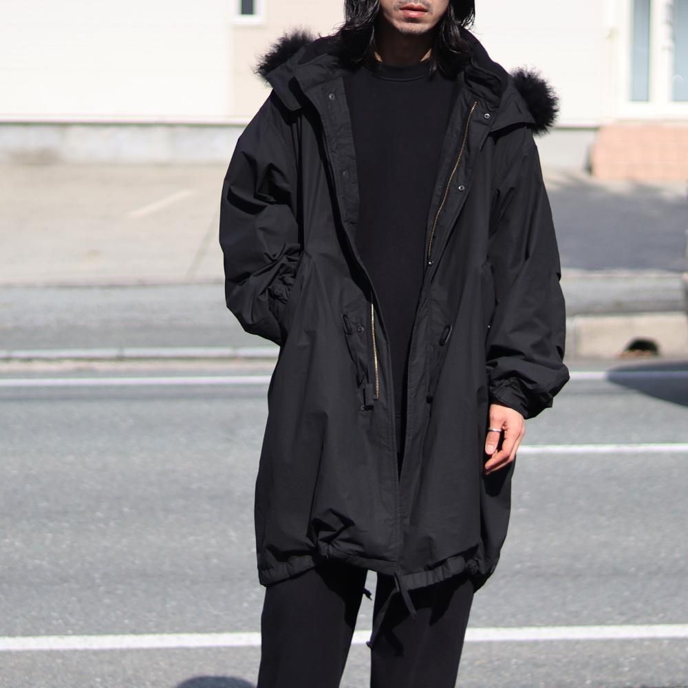 COMOLIコットンフーデットコート COTTON FOODED COAT COMOLI コットンナイロン ミリタリーフーデッドコート(Black) - DIMPLE