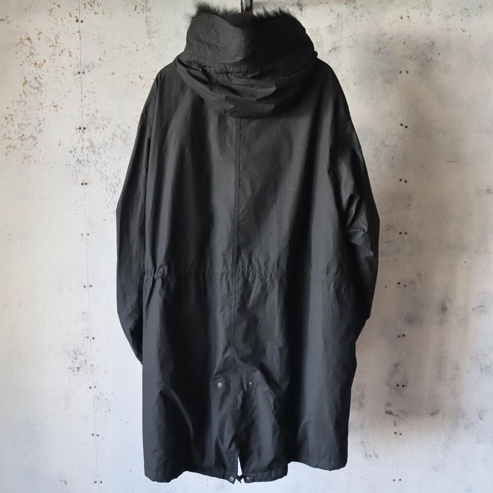 COMOLI コットンナイロン ミリタリーフーデッドコート(Black) - DIMPLE