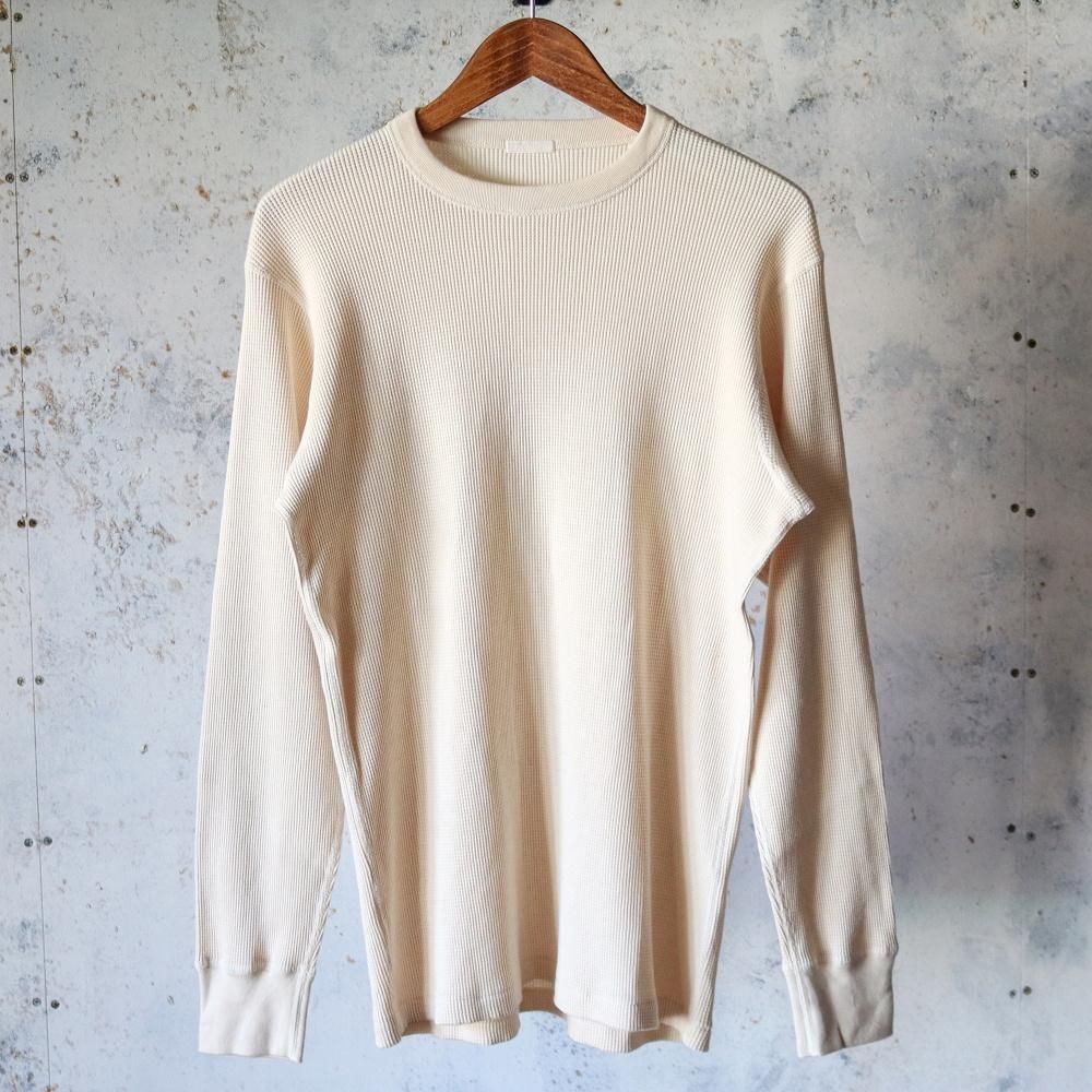 COMOLI コットンカシミヤ ワッフル長袖クルー(Ecru) - DIMPLE