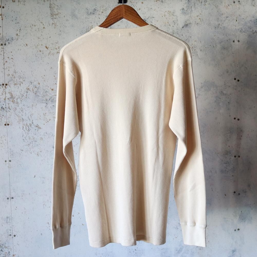 COMOLI コットンカシミヤ ワッフル長袖クルー(Ecru) - DIMPLE