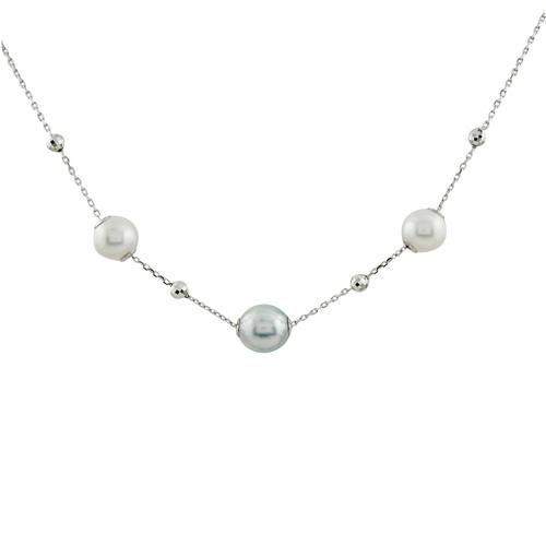 18k Wg ナチュラルブルーカラーアコヤ真珠 ミックススルーネックレス ヨシヨシジュエリーショップ 18k Wg ナチュラルブルーカラーアコヤ真珠 ミックススルーネックレス ヨシヨシジュエリーショップ