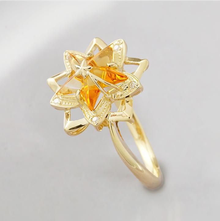 18K YG シトリン デザインリング - ヨシヨシジュエリーショップ