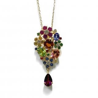 18K YG マルチカラーペンダント