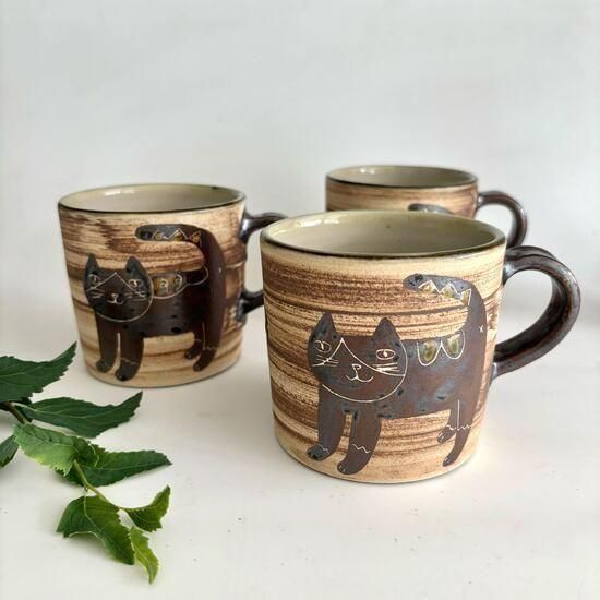 やちむん 工房o-gusuya ハチワレネコマグカップ （大） - やちむん