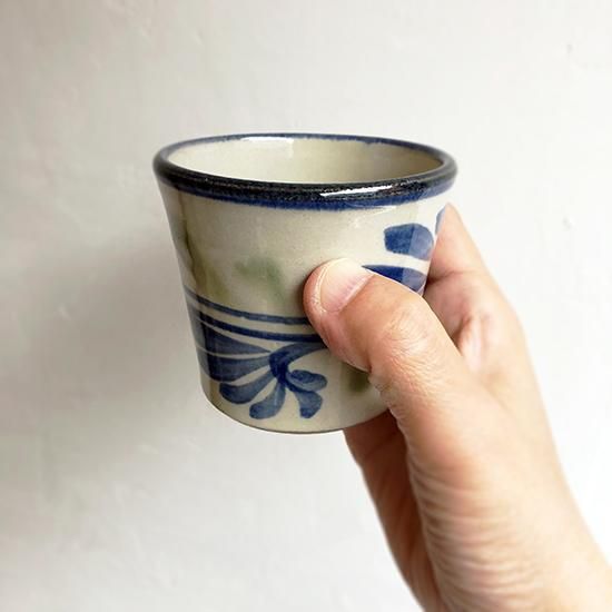 やちむん 陶眞窯 そばちょこ（線唐草） - やちむん・琉球ガラス