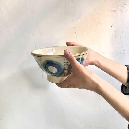 やちむん 幸陶器 6寸マカイ(青丸) - やちむん・琉球ガラスなど やちむん 幸陶器 6寸マカイ(青丸) - やちむん・琉球ガラスなど