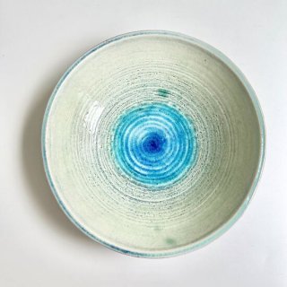 やちむん 風の島 ガラス彩陶器 鉢（24.5cm）