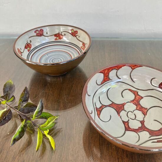宮本屋窯　湖東焼 赤絵鉢 杯洗い 宮本屋窯 湖東焼 赤絵鉢 杯洗い