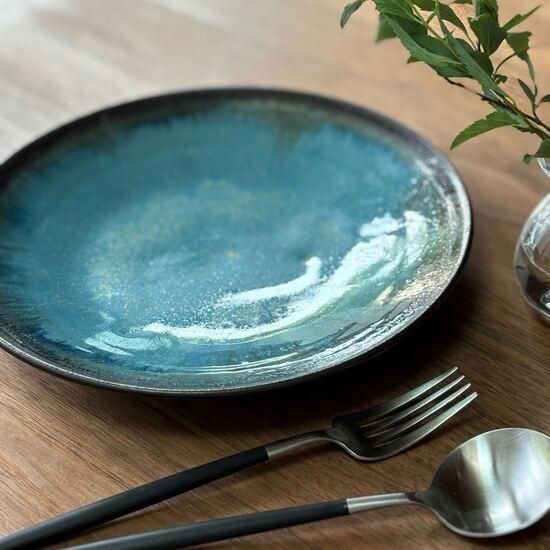 やちむん　7.5寸皿 ブルーシリーズ7.5寸リム皿 | 【やちむん】よーりよーり