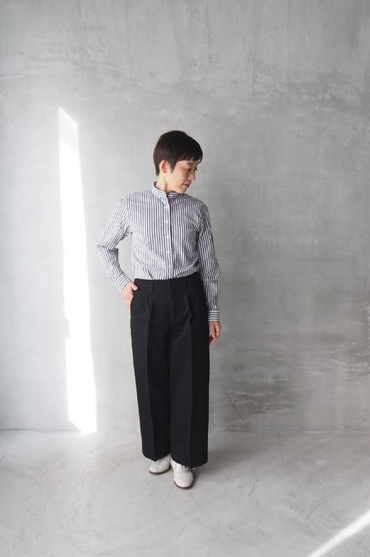 HAND ROOM WOMENSコットンリネンヘリンボーン ワイドパンツ - Daja