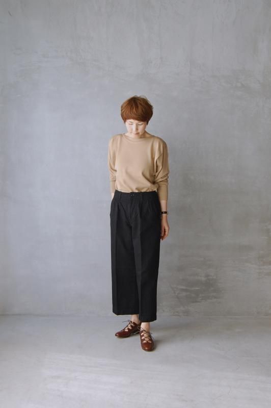 HAND ROOM WOMENSコットンリネンヘリンボーン ワイドパンツ - Daja