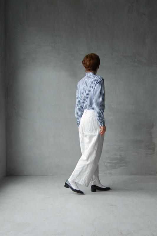 HAND ROOM WOMENSコットンリネンヘリンボーン ワイドパンツ - Daja