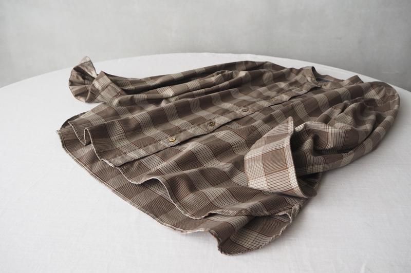 HAND ROOM WOMENS バンドカラーシャツ（ブラウンチェック
