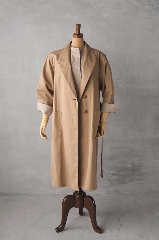 HAND ROOM WOMENSコットンリネンツイル ショールカラーコート - Daja