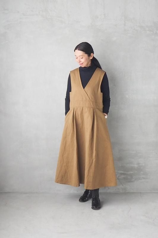 ほぼ新品 Michel Beaudouin コットンリネンカシュクールワンピース ロングワンピース