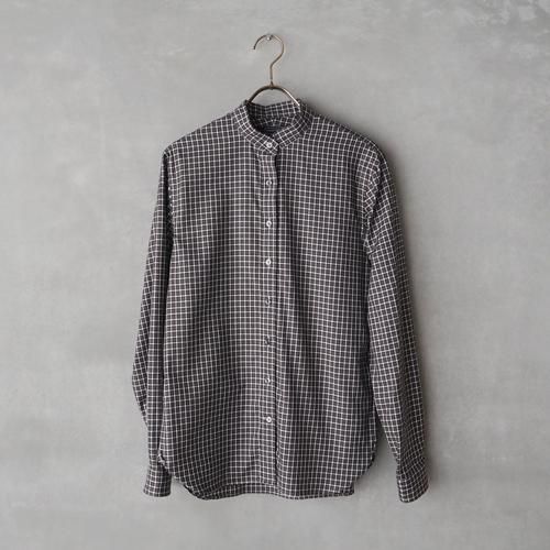 HAND ROOM WOMENS バンドカラーシャツ（ブラウンチェック