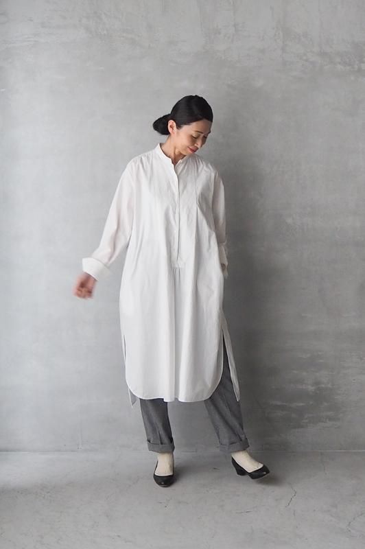 HAND ROOM WOMENSクラシックフロント ロングシャツ（スヴィンコットン