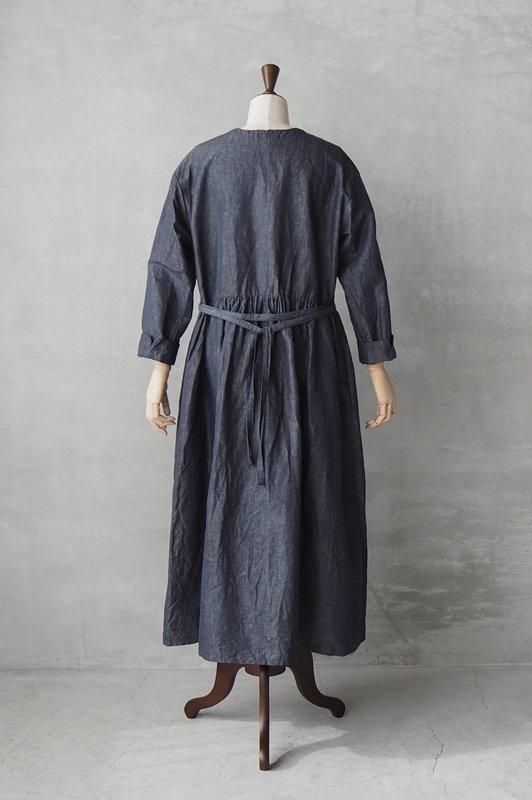 Vent d'ouest コットンリネンダンガリー Vネックワンピース