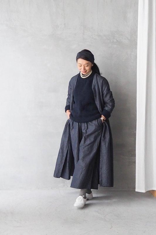 Vent d'ouest コットンリネンダンガリー Vネックワンピース
