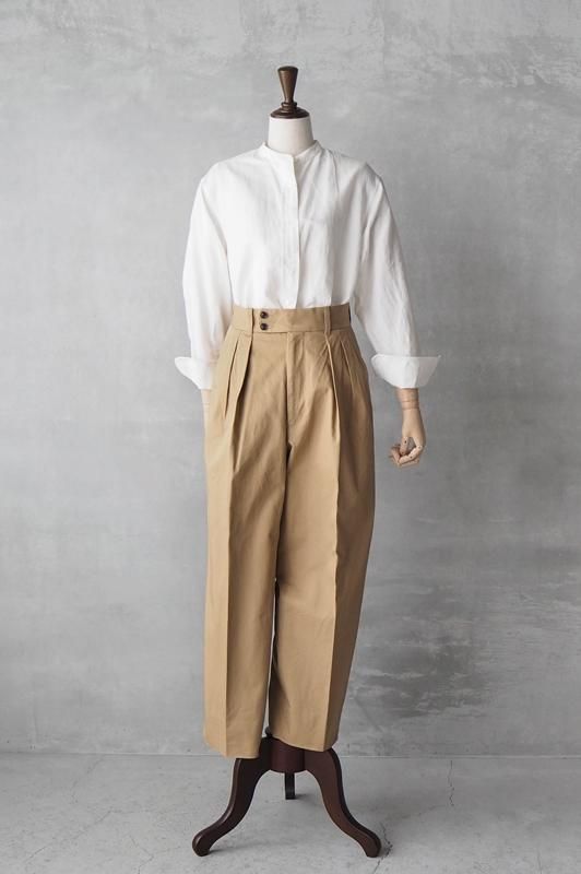HAND ROOM WOMENS | ツータック チノトラウザーズ - Daja