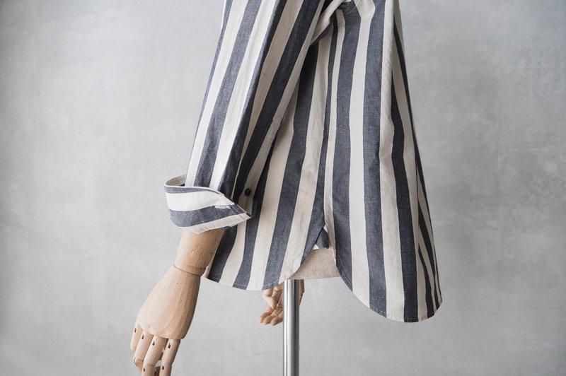 HAND ROOM WOMENS | ストライプ バンドカラーシャツ - Daja